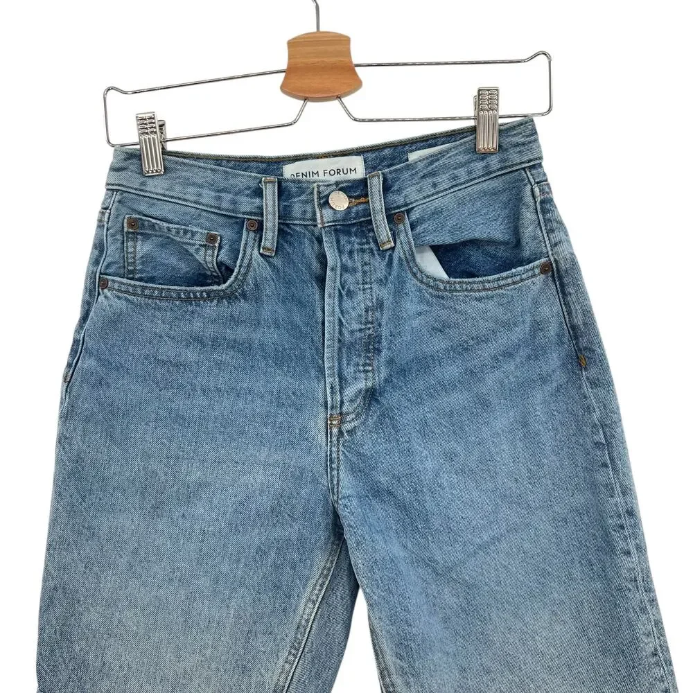 Aritzia Denim Forum The‎ Joni Loose Long Short High Rise Denim Blue Size 25